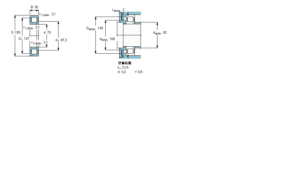 SKF 圓柱滾子軸承, 單列, NUP 設計, 于外圈的帶止動槽NUP314ECNP樣本圖片