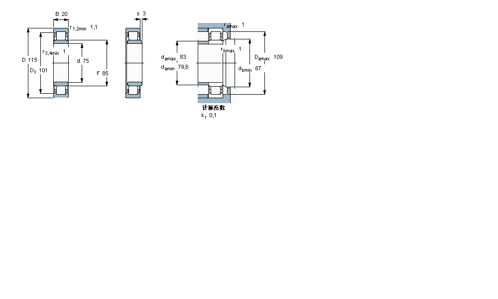 SKF 圓柱滾子軸承, 單列, NU 設計NU1015ML樣本圖片