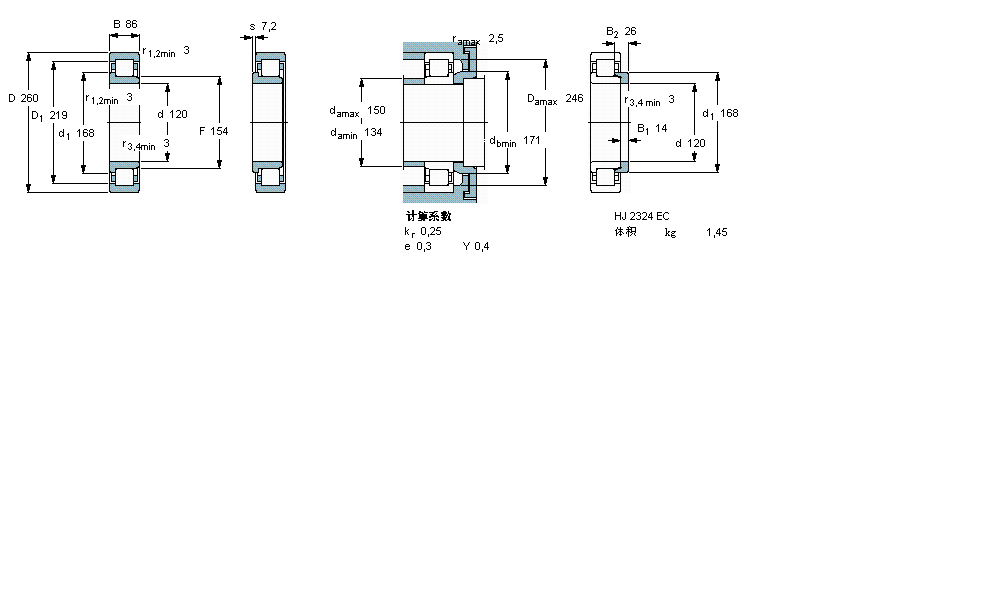 SKF 圓柱滾子軸承, 單列, NJ 設計NJ2324ECMA樣本圖片