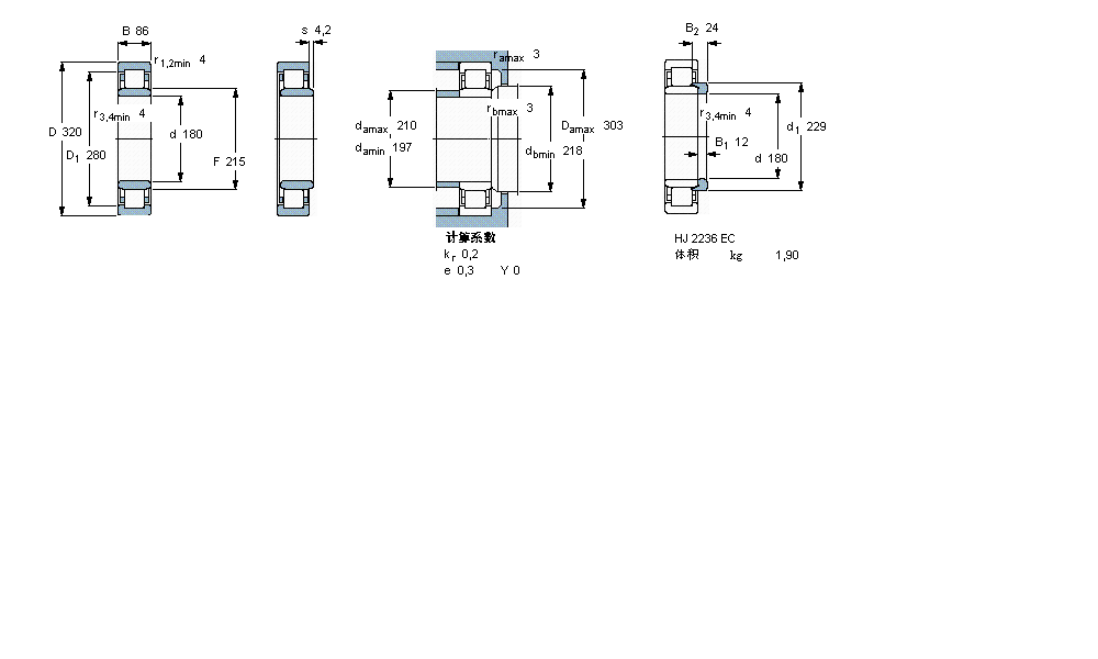 SKF 圓柱滾子軸承, 單列, NU 設計NU2236ECMA樣本圖片