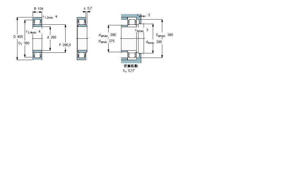 SKF 圓柱滾子軸承, 單列, NU 設計NU3052ECMA樣本圖片