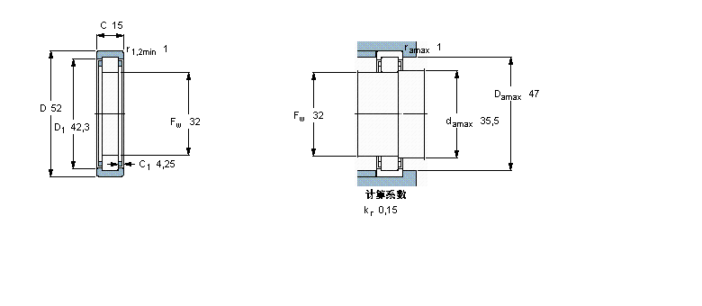 SKF 圓柱滾子軸承, 單列, 無(wú)內(nèi)圈RNU205樣本圖片