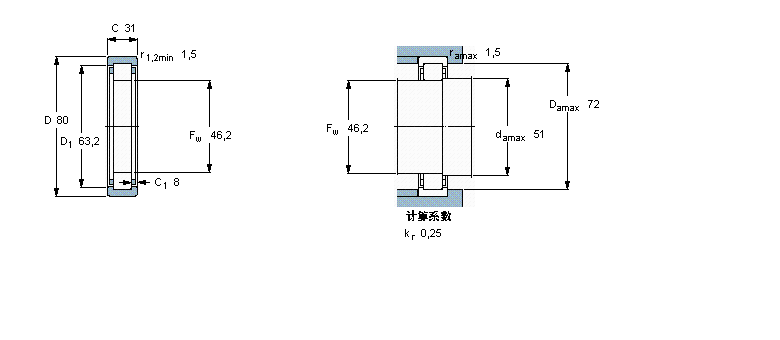 SKF 圓柱滾子軸承, 單列, 無內圈RNU2307樣本圖片