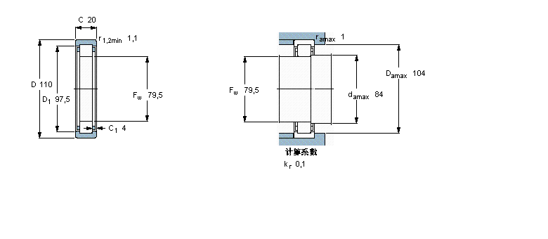 SKF 圓柱滾子軸承, 單列, 無內圈RNU1014ECP樣本圖片