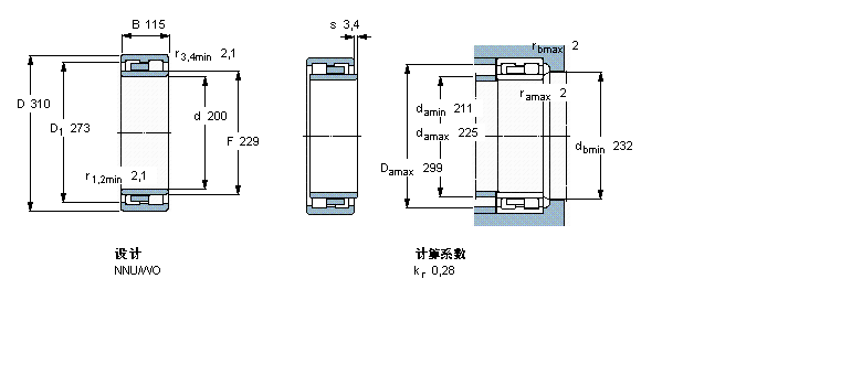 SKF 圓柱滾子軸承, 雙列, NNU313639樣本圖片