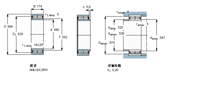 SKF 圓柱滾子軸承, 雙列, NNU.6316639AG樣本圖片
