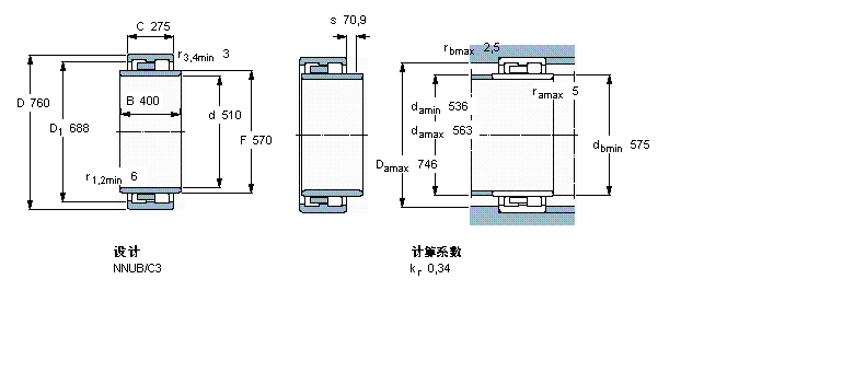 SKF 圓柱滾子軸承, 雙列, NNUBBC2B320996樣本圖片