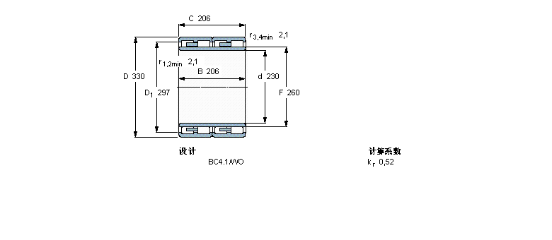 SKF 圓柱滾子軸承, 四列, BC4.1313824樣本圖片