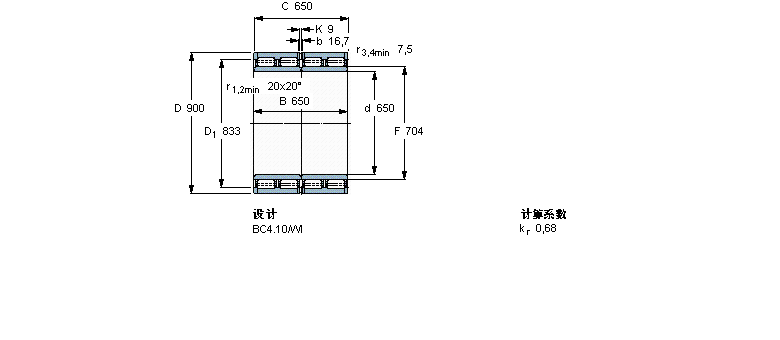 SKF 圓柱滾子軸承, 四列, BC4.10BC4-8002/HA6樣本圖片