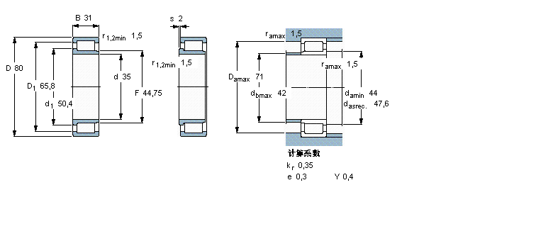 SKF 圓柱滾子軸承, 單列滿裝滾子, NJG 設計NJG2307VH樣本圖片