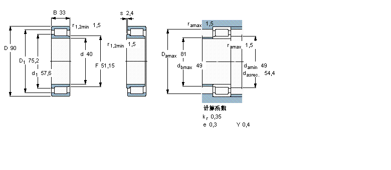 SKF 圓柱滾子軸承, 單列滿裝滾子, NJG 設計NJG2308VH樣本圖片