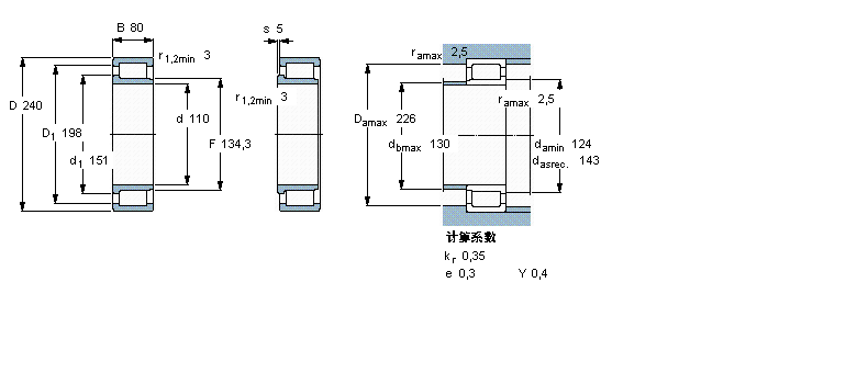 SKF 圓柱滾子軸承, 單列滿裝滾子, NJG 設計NJG2322VH樣本圖片