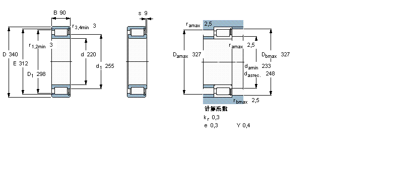 SKF 圓柱滾子軸承, 單列滿裝滾子, NCF 設計NCF3044CV樣本圖片