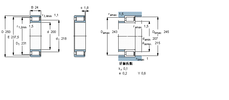 SKF 圓柱滾子軸承, 單列滿裝滾子, NCF 設(shè)計(jì)NCF1840V樣本圖片