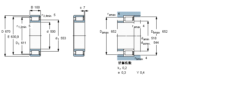 SKF 圓柱滾子軸承, 單列滿裝滾子, NCF 設計NCF29/500V樣本圖片