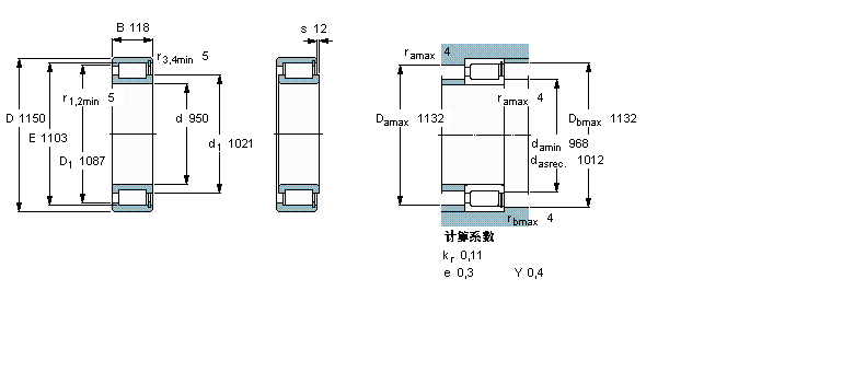 SKF 圓柱滾子軸承, 單列滿裝滾子, NCF 設計NCF28/950V樣本圖片