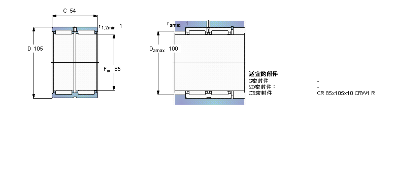 SKF 滾針軸承, 帶法蘭，無內(nèi)圈, 無密封件RNA6915樣本圖片