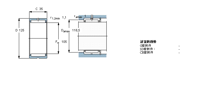 SKF 滾針軸承, 帶法蘭，無內(nèi)圈, 無密封件RNA4918樣本圖片