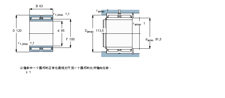 SKF 滾針軸承, 帶法蘭，有內圈, 無密封件NA6917樣本圖片