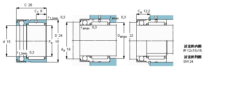 SKF 組合式滾針軸承, 滾針/滿球推力球軸承NX15Z樣本圖片