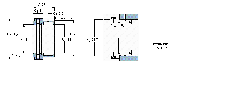 SKF 組合式滾針軸承, 滾針/圓柱滾子推力軸承NKXR15Z樣本圖片