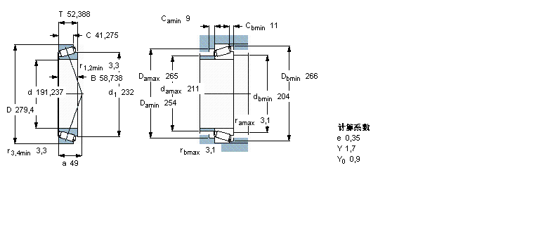 SKF 圓錐滾子軸承, 單列, 英制軸承M239448A/410樣本圖片