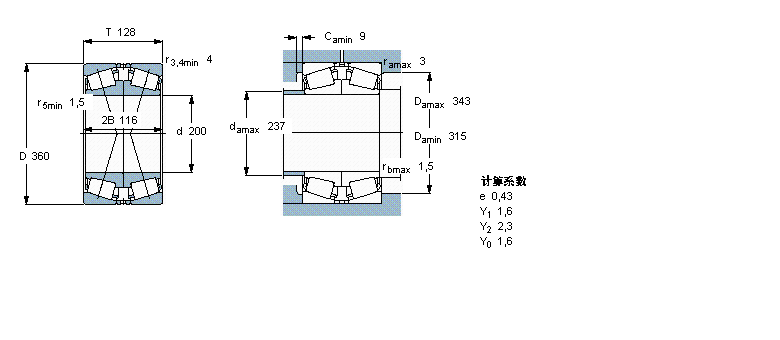 SKF 圓錐滾子軸承, 單列，面對面配對30240J2/DFC570樣本圖片