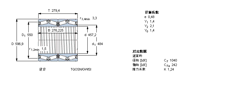 SKF 圓錐滾子軸承, 四列，TQO結構, TQOSN/GWISI, 軸承孔中的螺旋槽BT4B328827E2/C500樣本圖片
