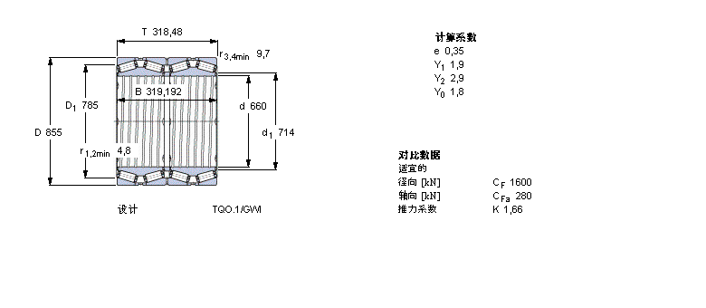 SKF 圓錐滾子軸承, 四列，TQO結構, TQO.1/GWI, 軸承孔中的螺旋槽BT4B331065AG/HA4樣本圖片