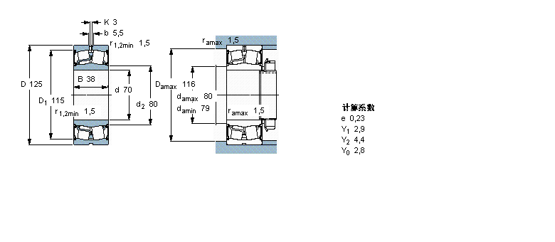 SKF 球面滾子軸承, 圓柱和圓錐孔, 圓柱型內孔, 兩面密封件BS2-2214-2CS/VT143樣本圖片