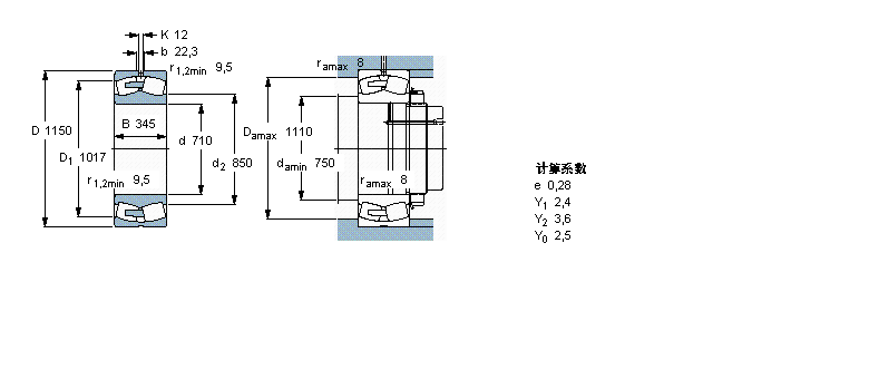 SKF 球面滾子軸承, 圓柱和圓錐孔, 圓柱型內孔, 無密封件231/710CA/W33樣本圖片