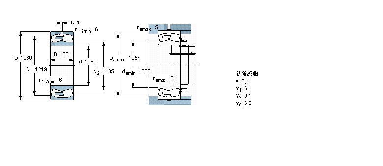 SKF 球面滾子軸承, 圓柱和圓錐孔, 圓柱型內孔, 無密封件238/1060CAMA/W20樣本圖片