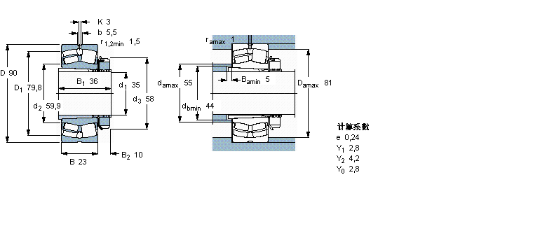 SKF 球面滾子軸承, 帶緊定套的21308EK+H308樣本圖片