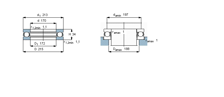 SKF 推力球軸承, 單向51134M樣本圖片