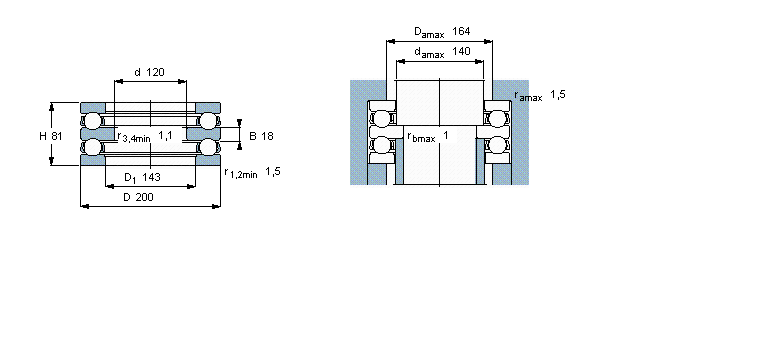 SKF 推力球軸承, 雙向52228樣本圖片