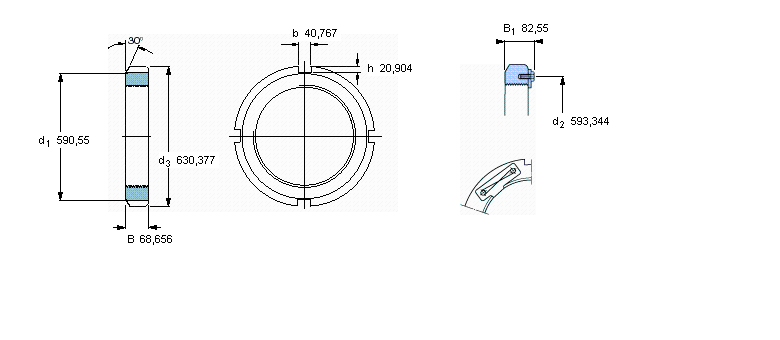 SKF N和AN鎖定螺母, 英制尺寸N530樣本圖片