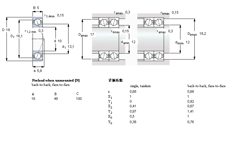 SKF 角接觸球軸承, 精密, ACD, contact angle 25°, hybrid, super-precision71800ACD/HCP4樣本圖片