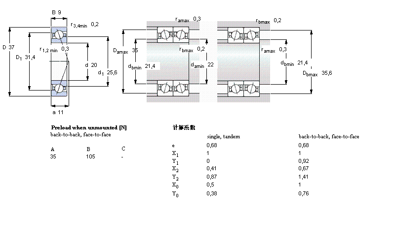 SKF 角接觸球軸承, 精密, ACE, contact angle 25°71904ACE/P4A樣本圖片