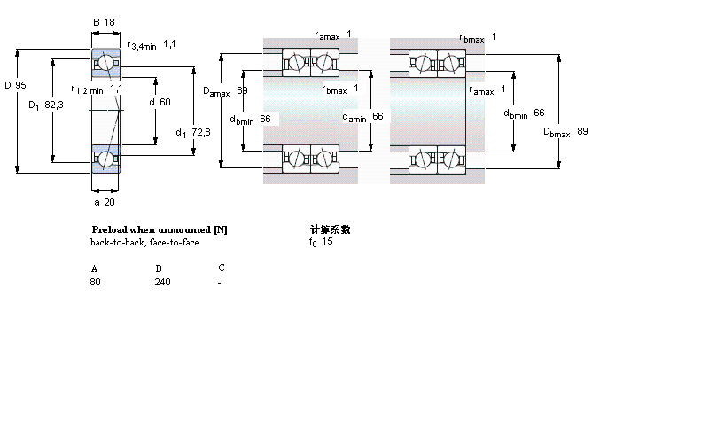 SKF 角接觸球軸承, 精密, CE, contact angle 15°7012CE/P4A樣本圖片