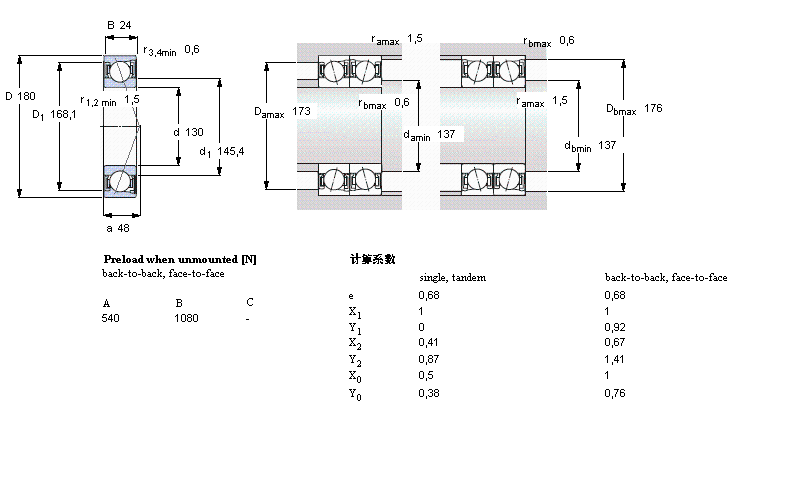 SKF 角接觸球軸承, 精密, S .. ACD/HC, sealed, contact angle 25°, hybridS71926ACD/HCP4A樣本圖片