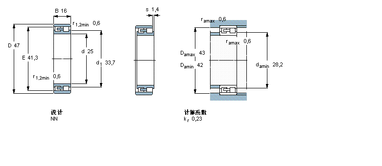 SKF 圓柱滾子軸承,雙列, 精密, NN 設計NN3005/SP樣本圖片
