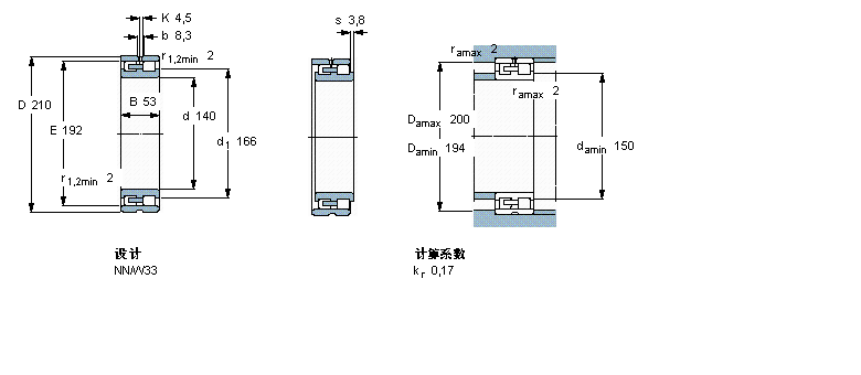 SKF 圓柱滾子軸承,雙列, 精密, NN 設計NN3028/SPW33樣本圖片