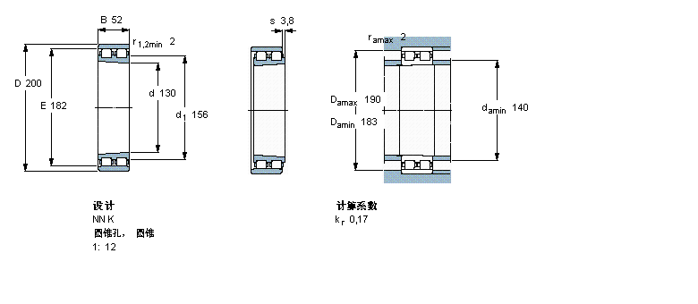 SKF 圓柱滾子軸承,雙列, 精密, NN 設計, 圓錐型內孔NN3026KTN9/SP樣本圖片