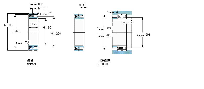 SKF 圓柱滾子軸承,雙列, 精密, NN 設計NN3038/SPW33樣本圖片