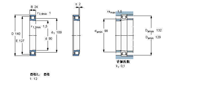 SKF 圓柱滾子軸承,單列, 精密, 與鋼路輾, PEEKN1018KTNHA/SP樣本圖片