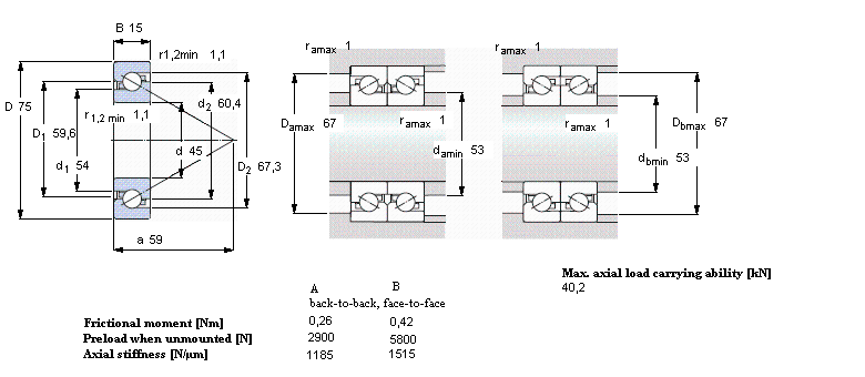 SKF 角接觸推力球軸承 for screw drives, single directionBSD4575CG樣本圖片