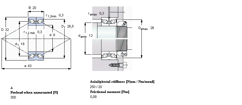 SKF 角接觸推力球軸承 for screw drives, double directionBEAS008032-2RS樣本圖片