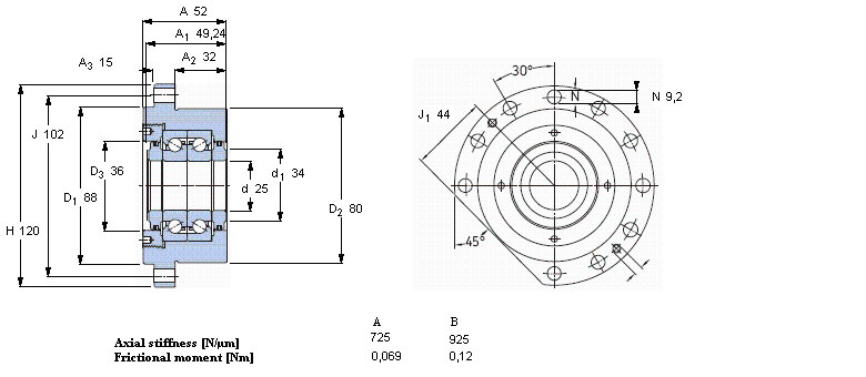 SKF 角接觸推力球軸承 for screw drives, cartridge units with flanged housingFBSA205/DF樣本圖片