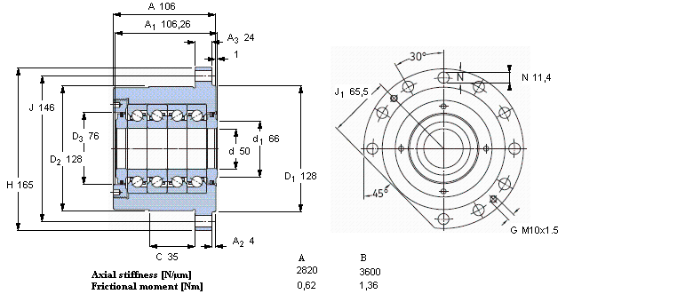 SKF 角接觸推力球軸承 for screw drives, cartridge units with flanged housingFBSA210A/QFC樣本圖片