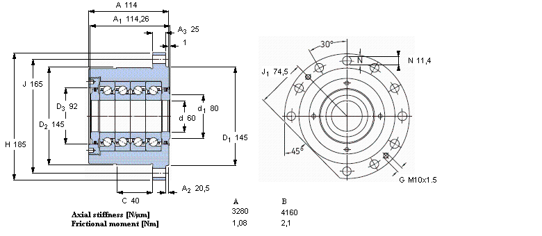 SKF 角接觸推力球軸承 for screw drives, cartridge units with flanged housingFBSA212A/QBC樣本圖片